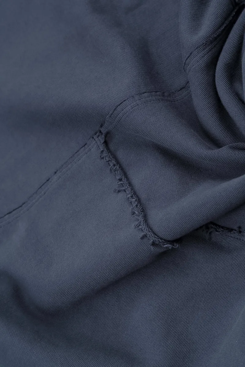 Large Pockets Slate Blue Cotton Trousers ReinforcedHemline LowProfileStitching