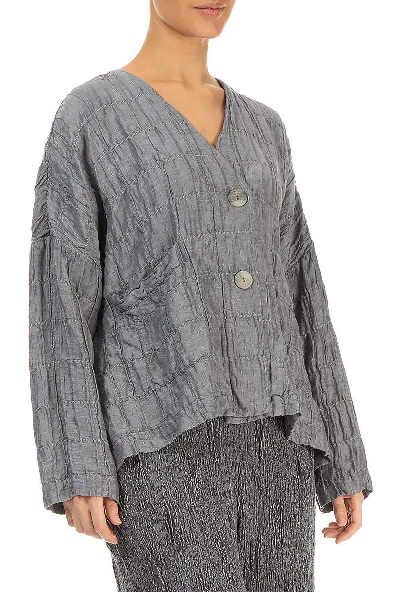 Ultraviolet Protection Factor DurableStitching Silver Pleated Silk Linen Jacket