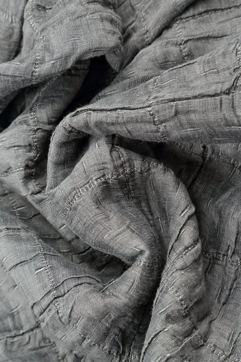 Windbreaker Inspired Fit Silver Pleated Silk Linen Jacket