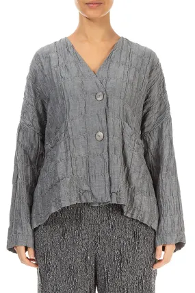 Ethical Manufacturing Silver Pleated Silk Linen Jacket
