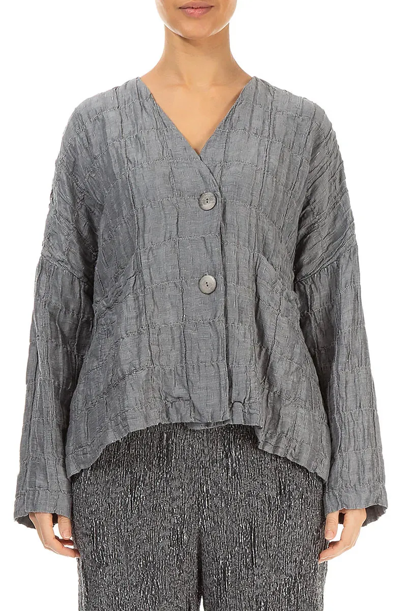 Ethical Manufacturing Silver Pleated Silk Linen Jacket