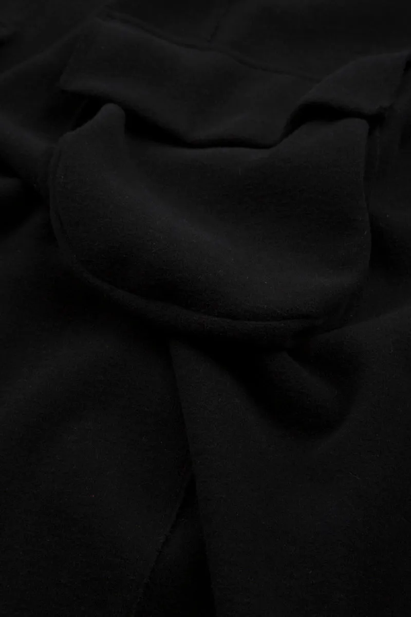 Wide Leg Black Cotton Jersey Trousers Stretchable Comfort Quick Slip