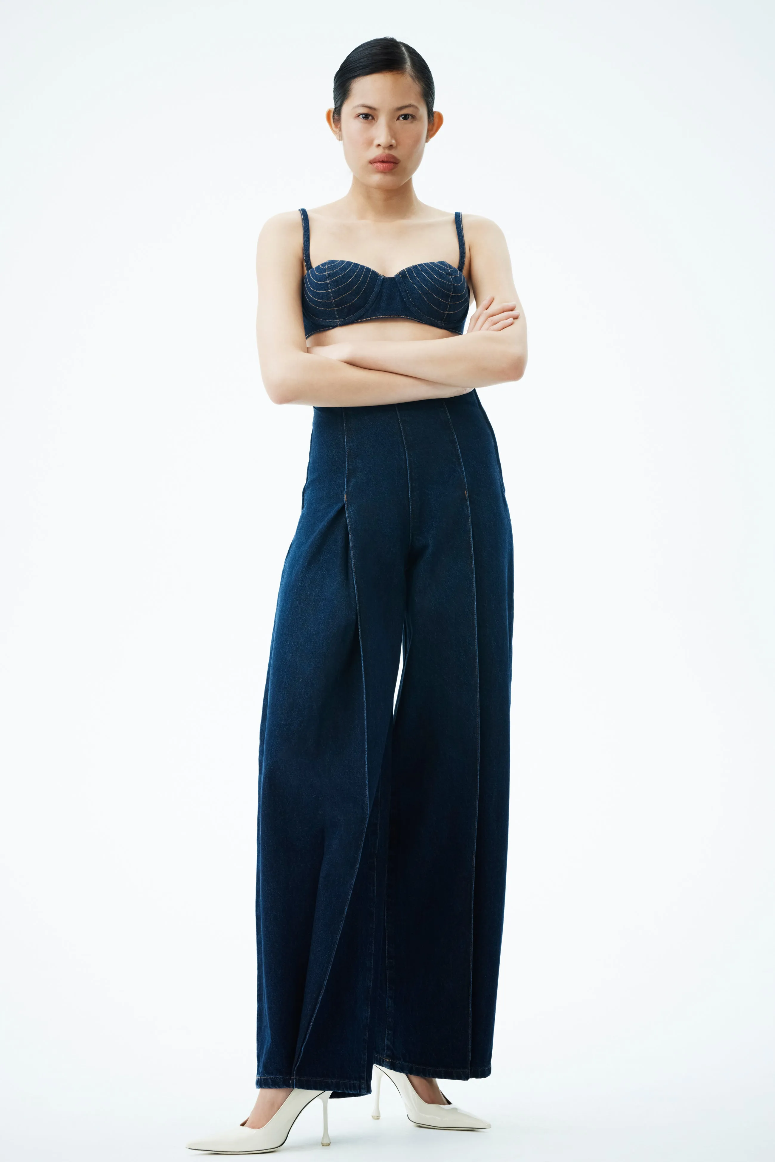 Tapered ankle pilling resistant Beatrix High Rise Denim Jeans -  Indigo Blue