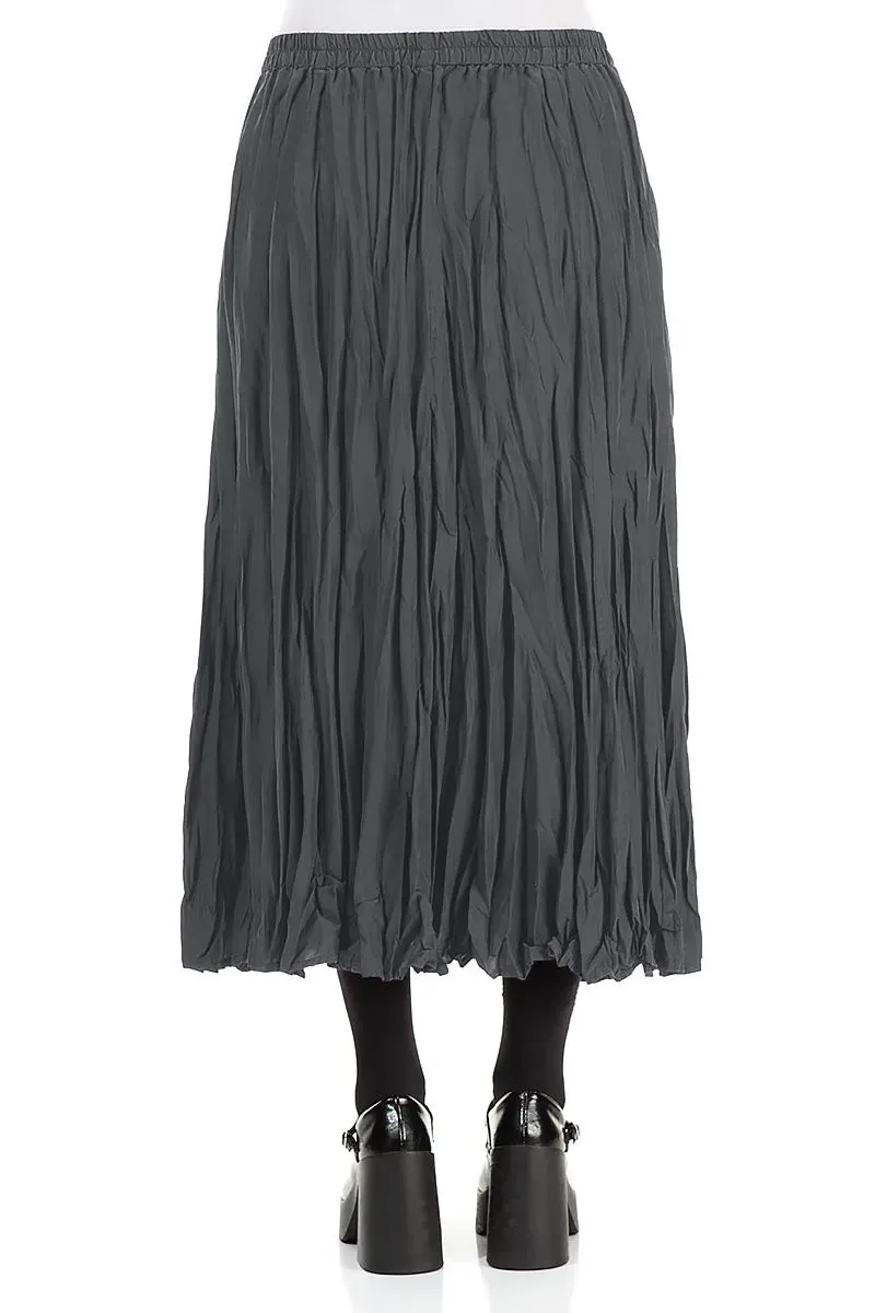 Graphite Blue Crumpled Pure Silk Skirt Drawstring closure