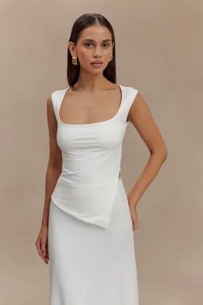 Lisette Asymmetric Recycled Nylon Top - White Fashionable Shirt