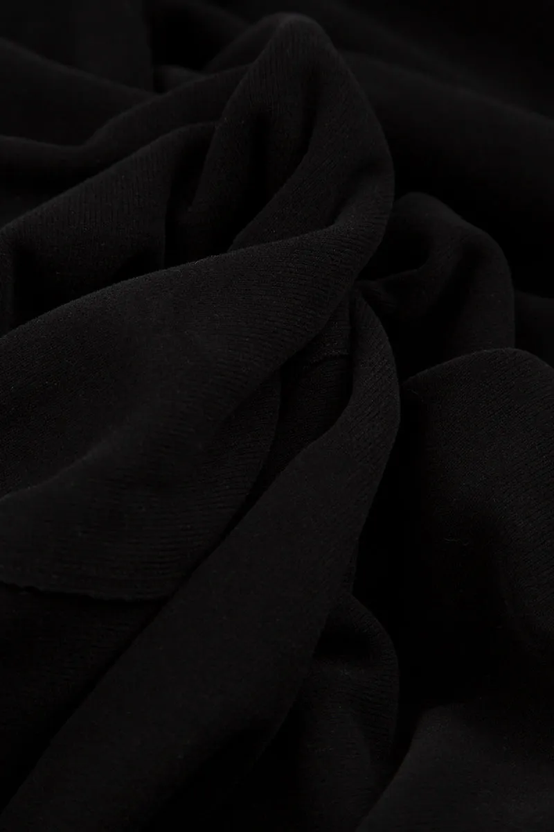 Short Tie Front Black Cotton Jersey Jacket ModularLayering Softshell Construction