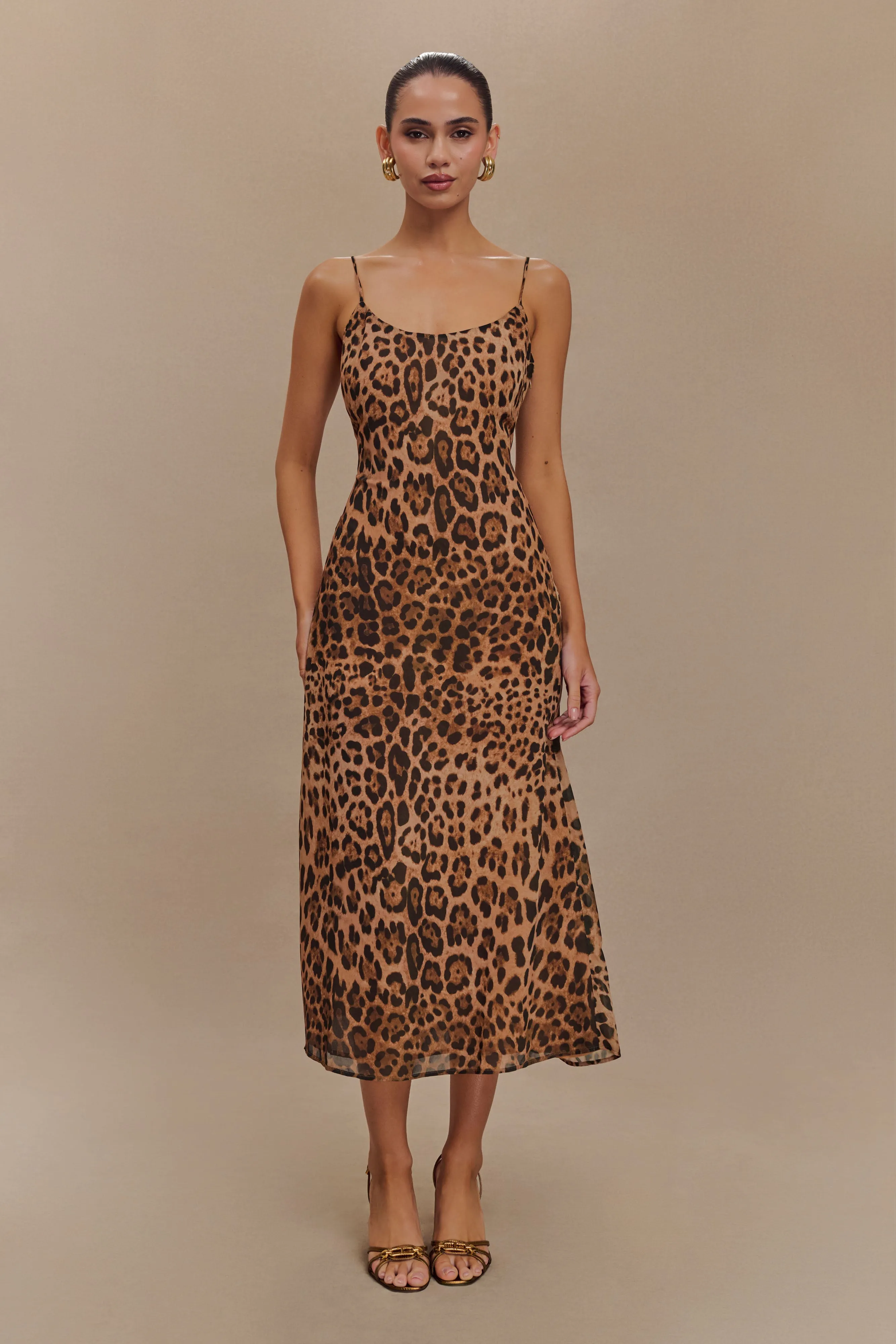 Warm Palette Summer Air Leanne Chiffon Midi Dress - Leopard Print