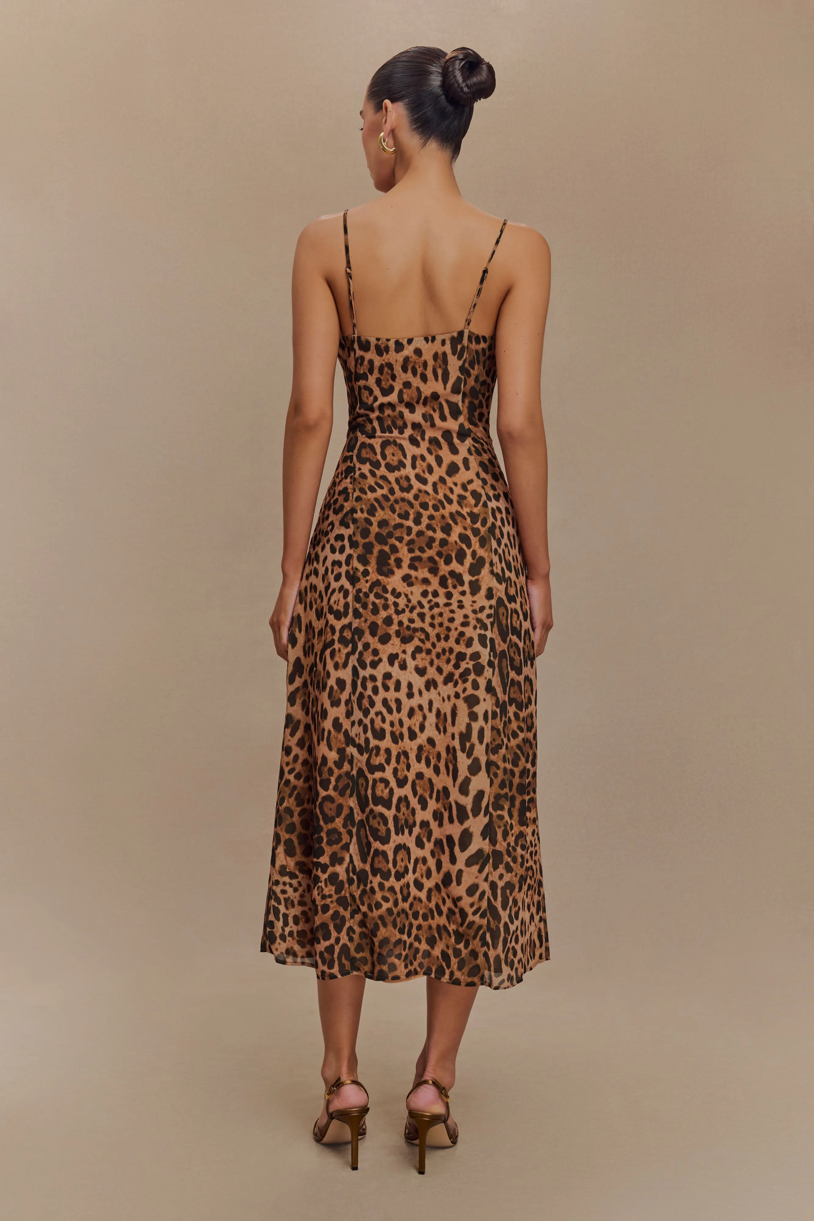 Fit For All Leanne Chiffon Midi Dress - Leopard Print