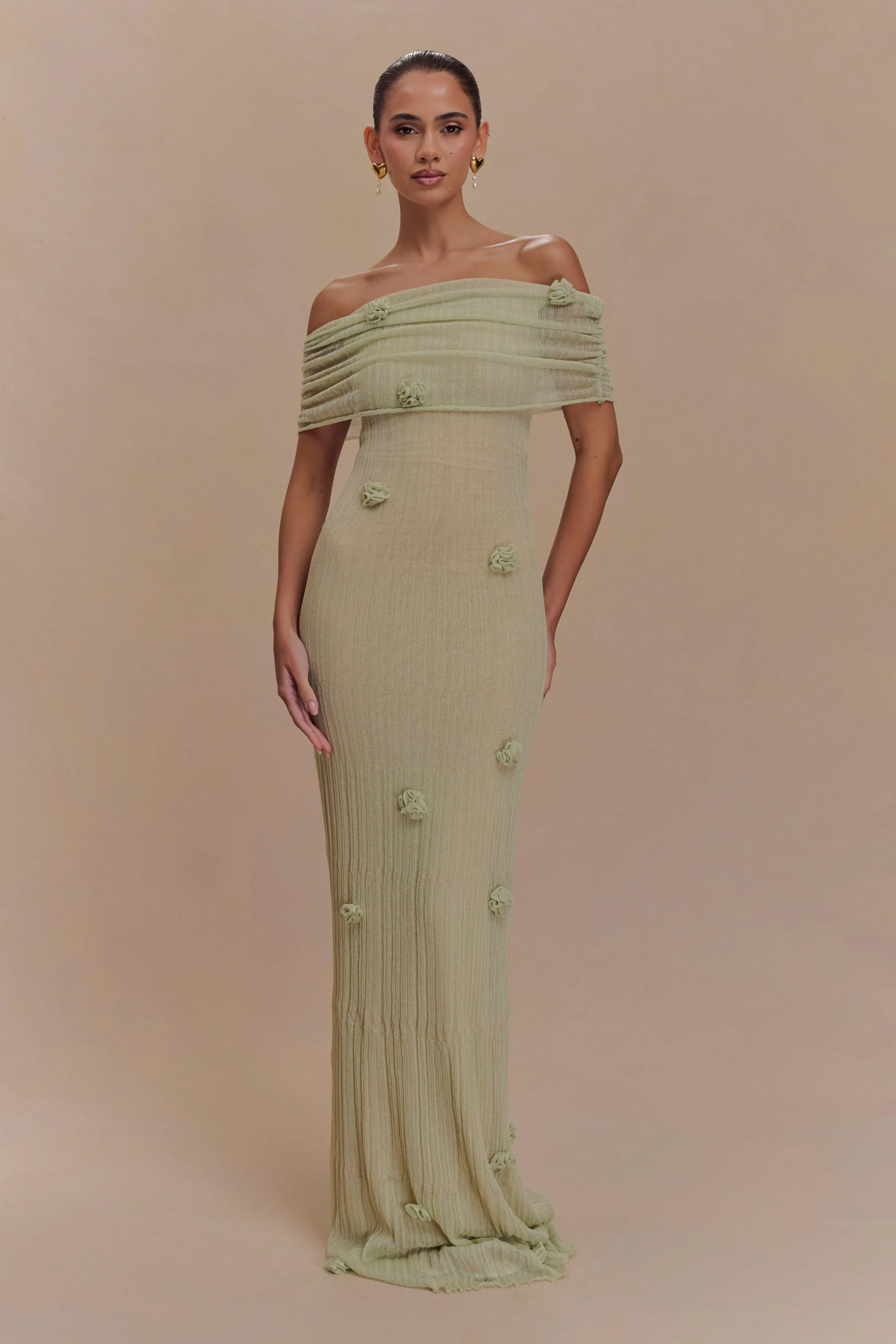 Bold Movement Brynn Orchid Knit Maxi Dress - Pastel Green