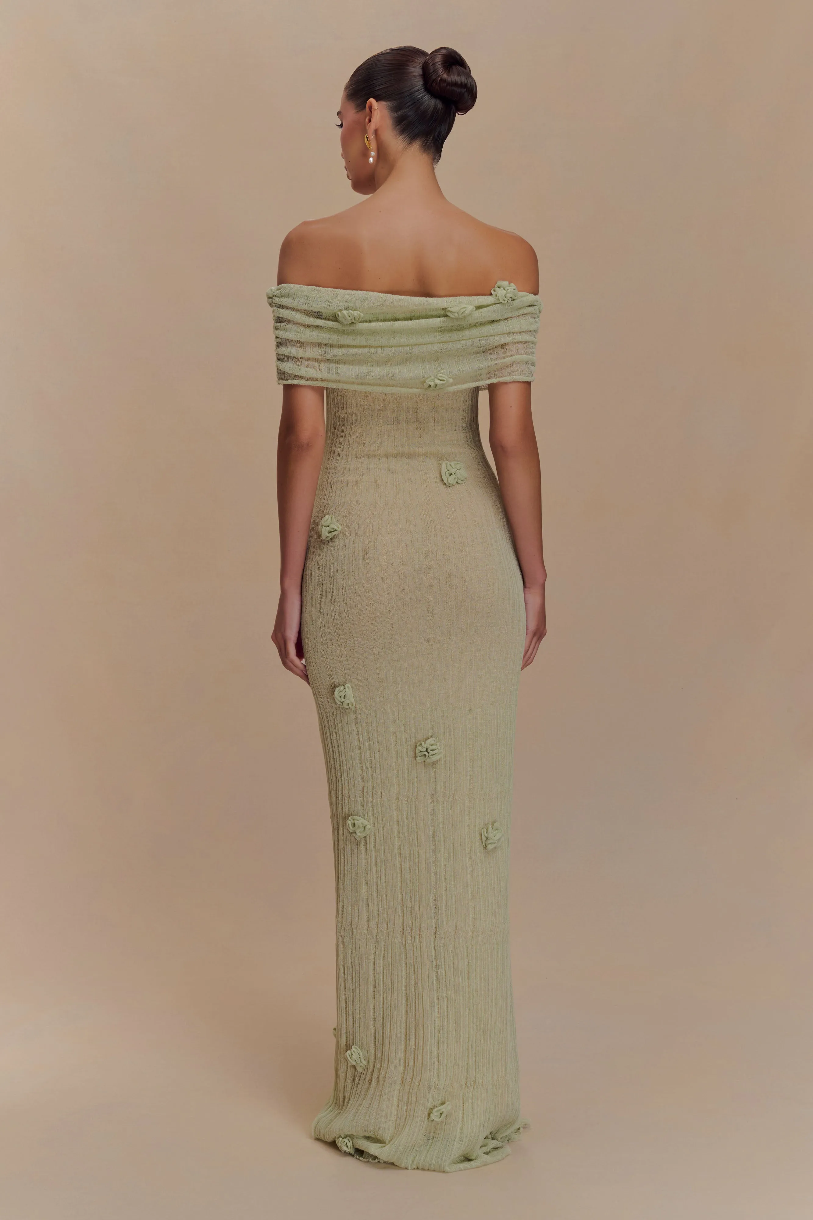 Comfortable Layering Peach Tone Brynn Orchid Knit Maxi Dress - Pastel Green