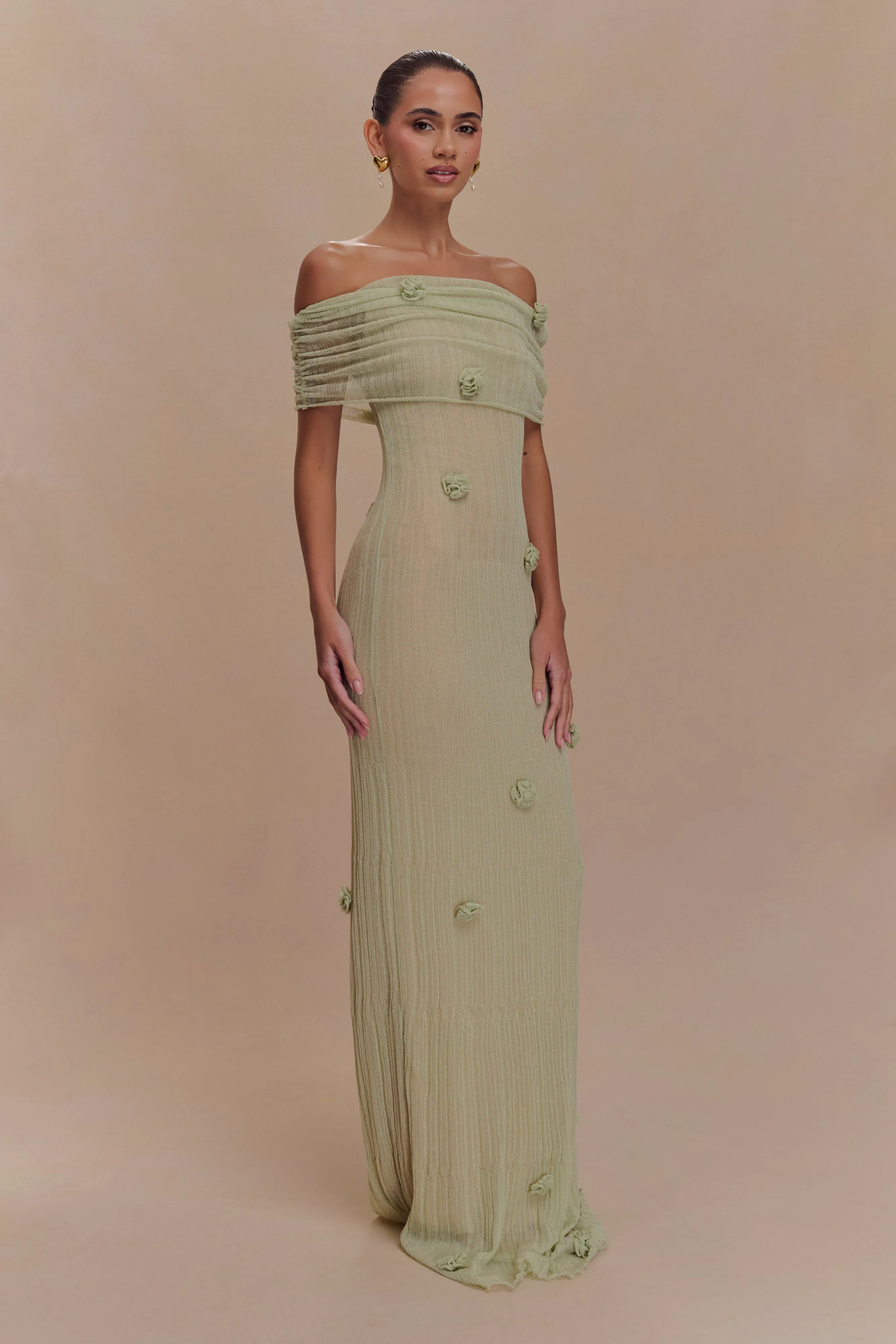 Brynn Orchid Knit Maxi Dress - Pastel Green Elegant Appearance