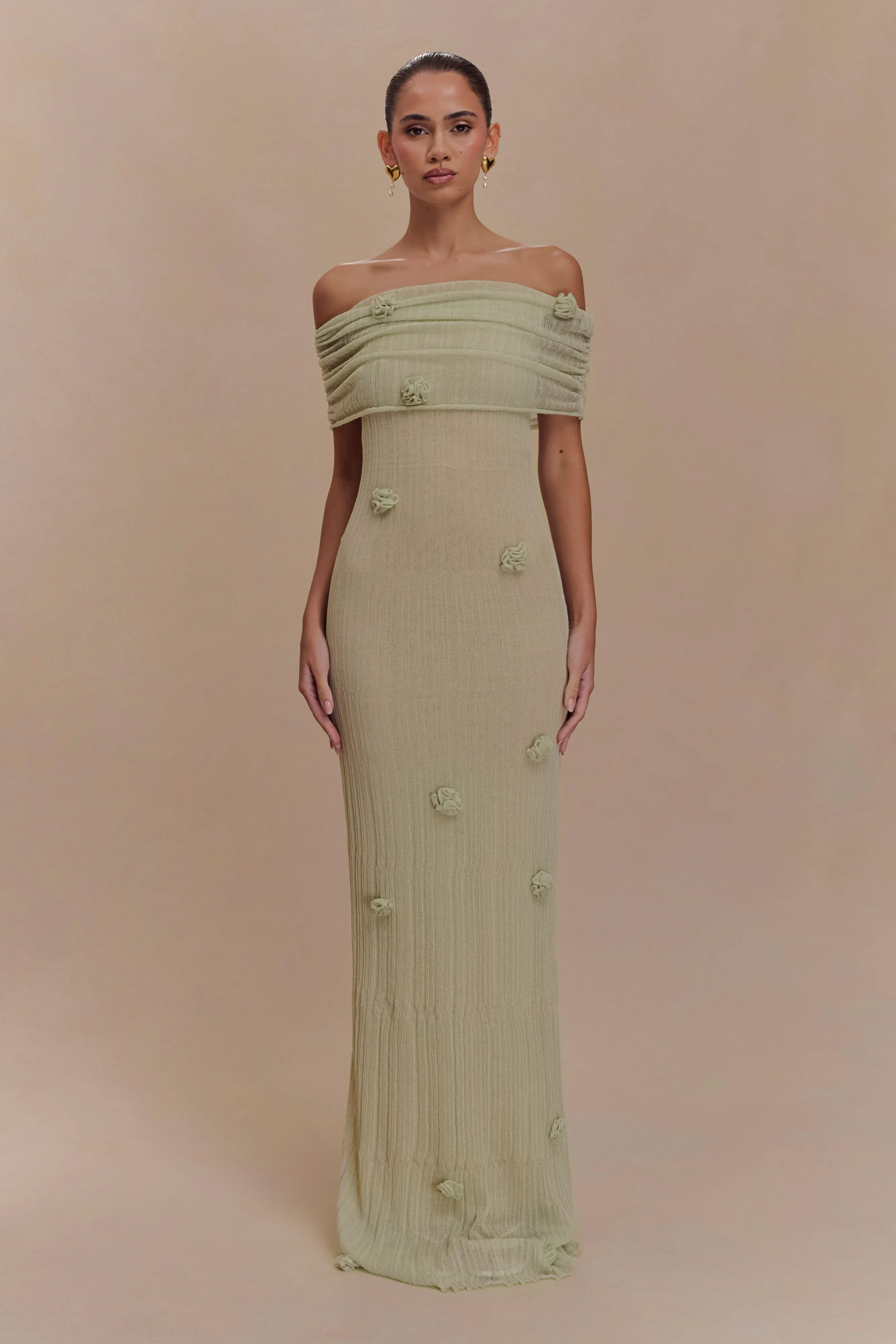 Brynn Orchid Knit Maxi Dress - Pastel Green All-day Comfort