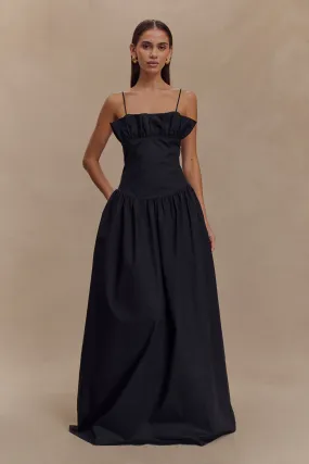 Flattering Style Fit Janis Cotton Frill Maxi Dress - Black