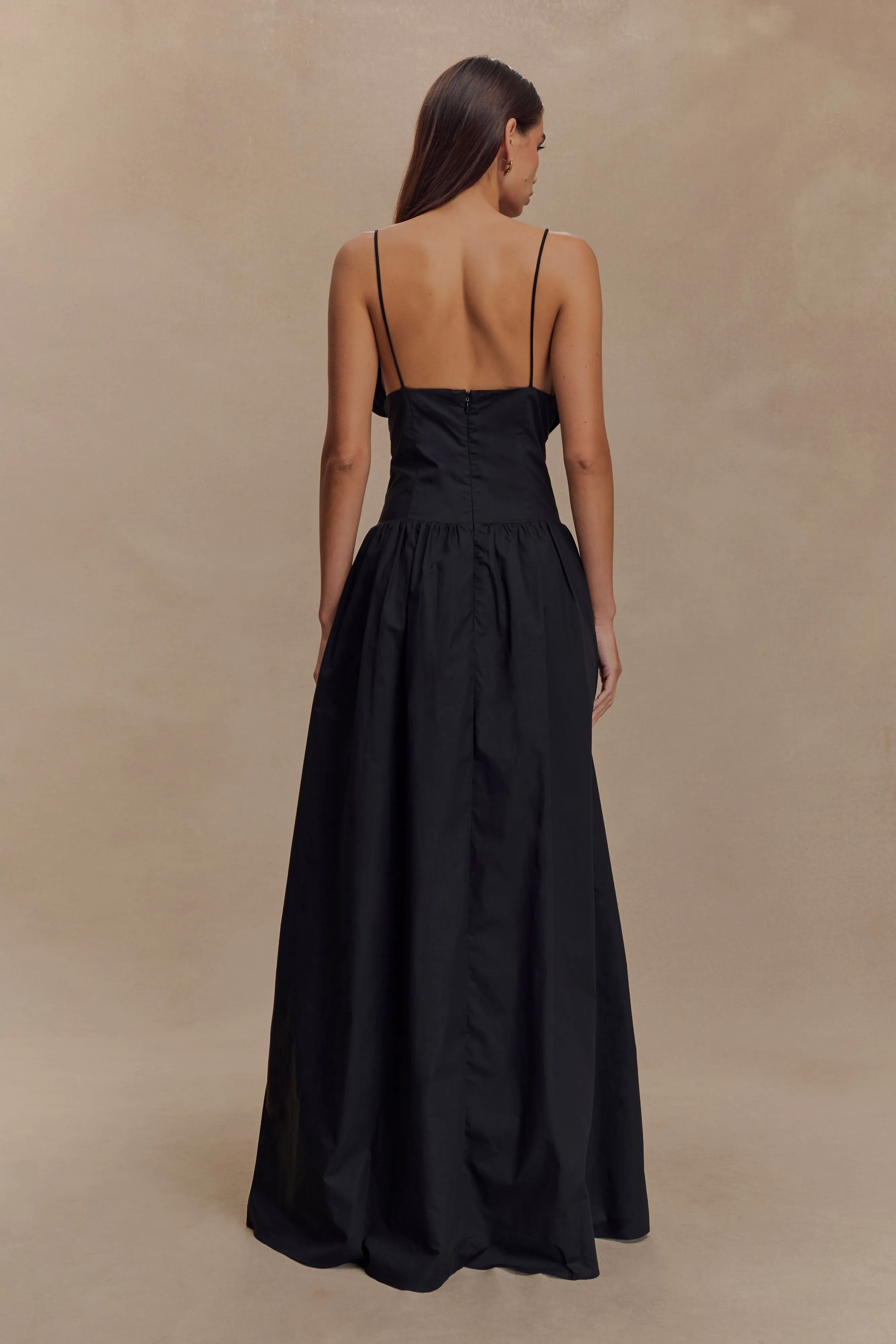 Gender Inclusive Pure Motion Janis Cotton Frill Maxi Dress - Black