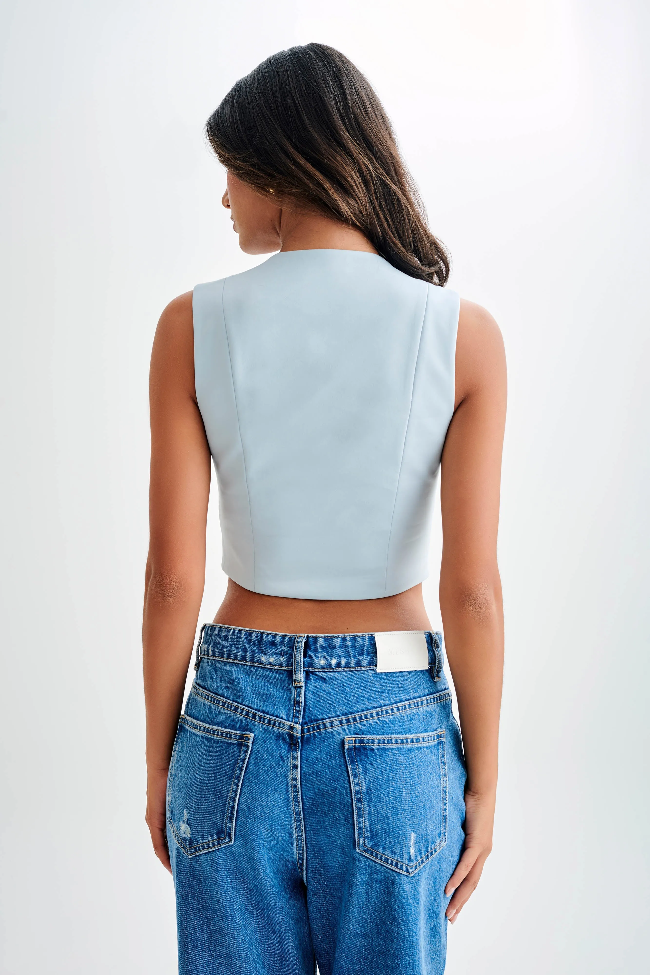 Keely Cotton Sleeveless Top - Sky Blue HiddenStoragePocket QuickRelease Closure