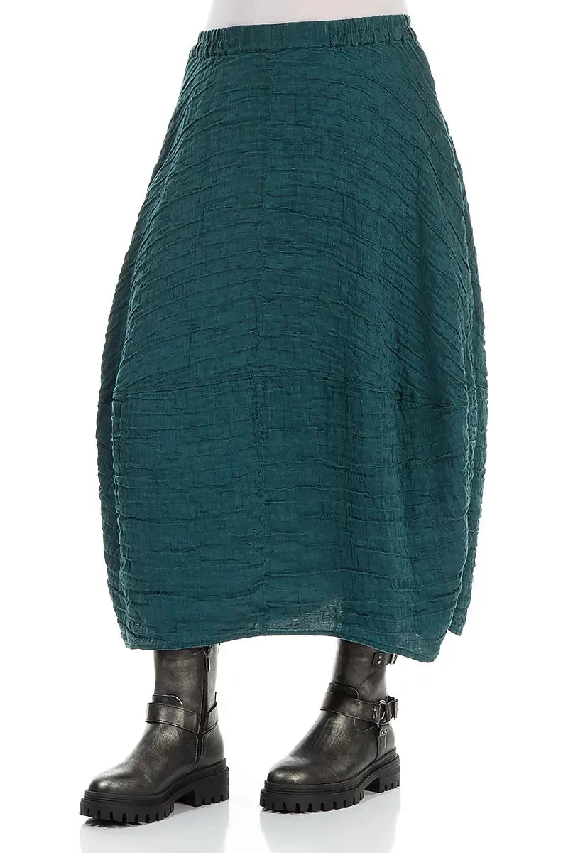 Refined Mood Mood Dressing Balloon Shape Crinkled Peacock Silk Linen Skirt