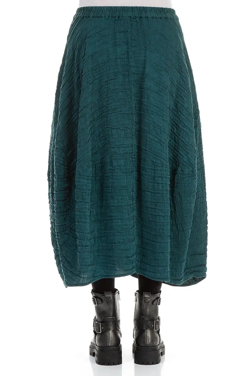 Balloon Shape Crinkled Peacock Silk Linen Skirt mix and match
