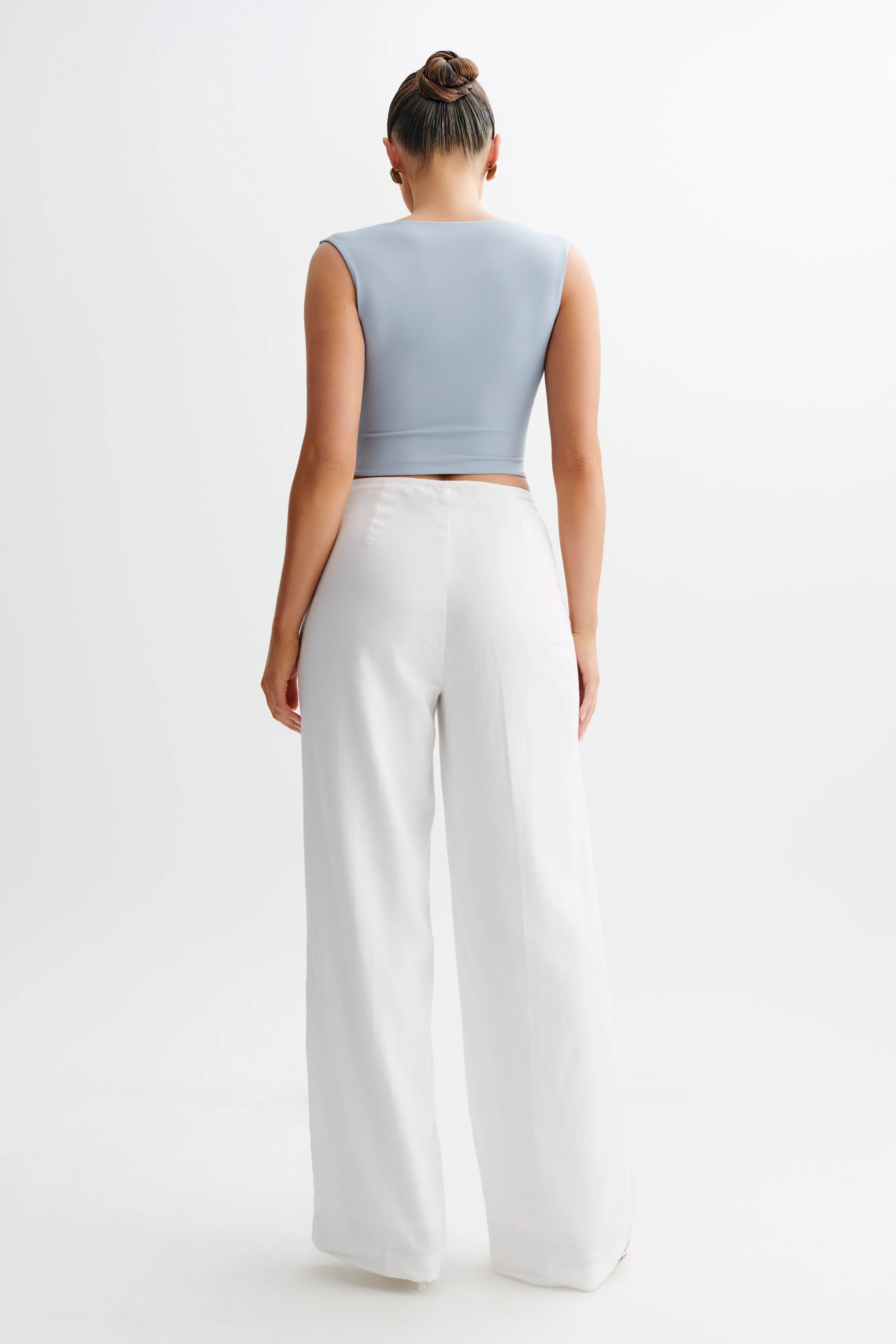 Linley Recycled Nylon Cropped Top - Dusty Blue SublimatedPrint UltraFineMesh