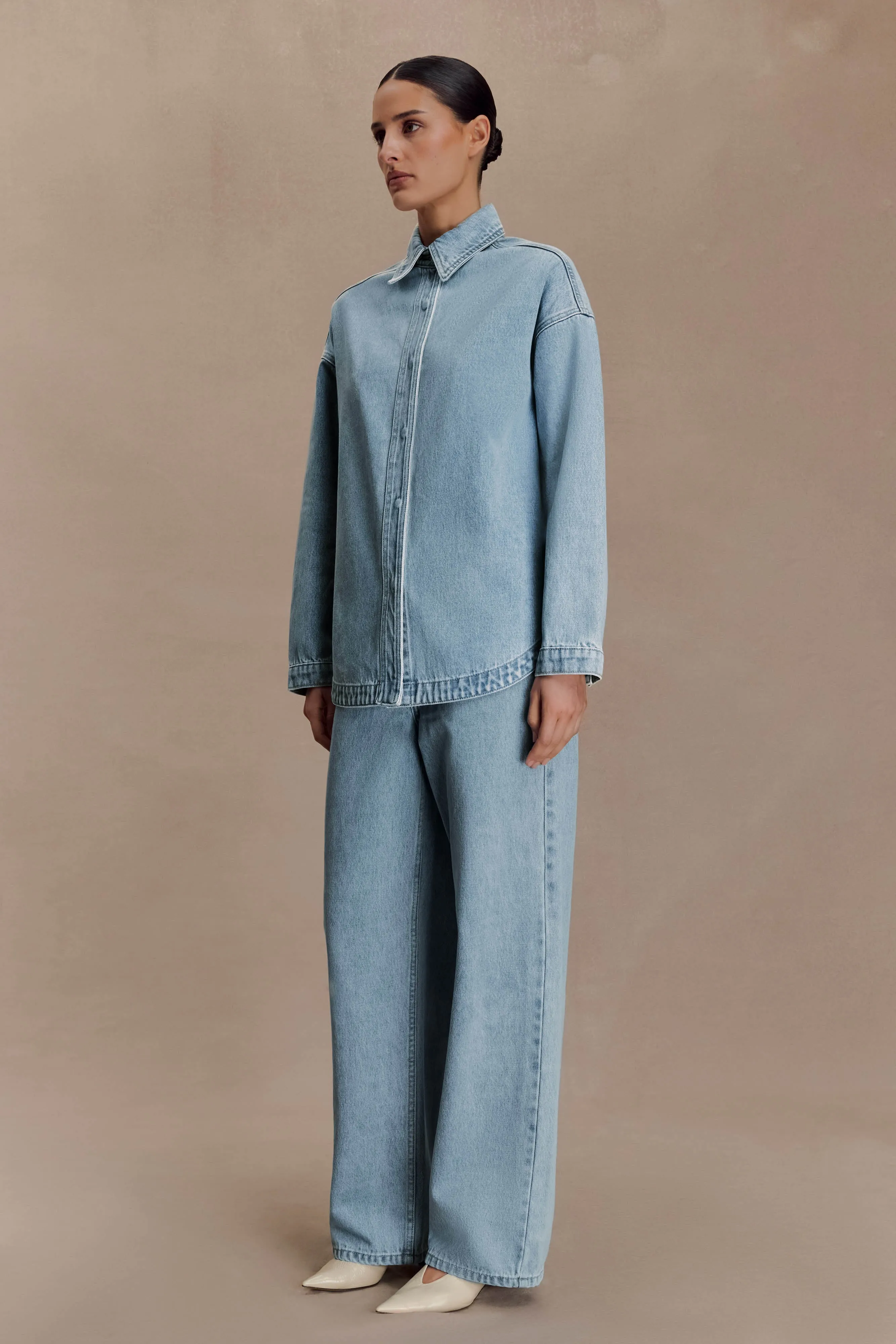 Lioda Oversized Denim Shirt - 80'S Blue Comfy Layer