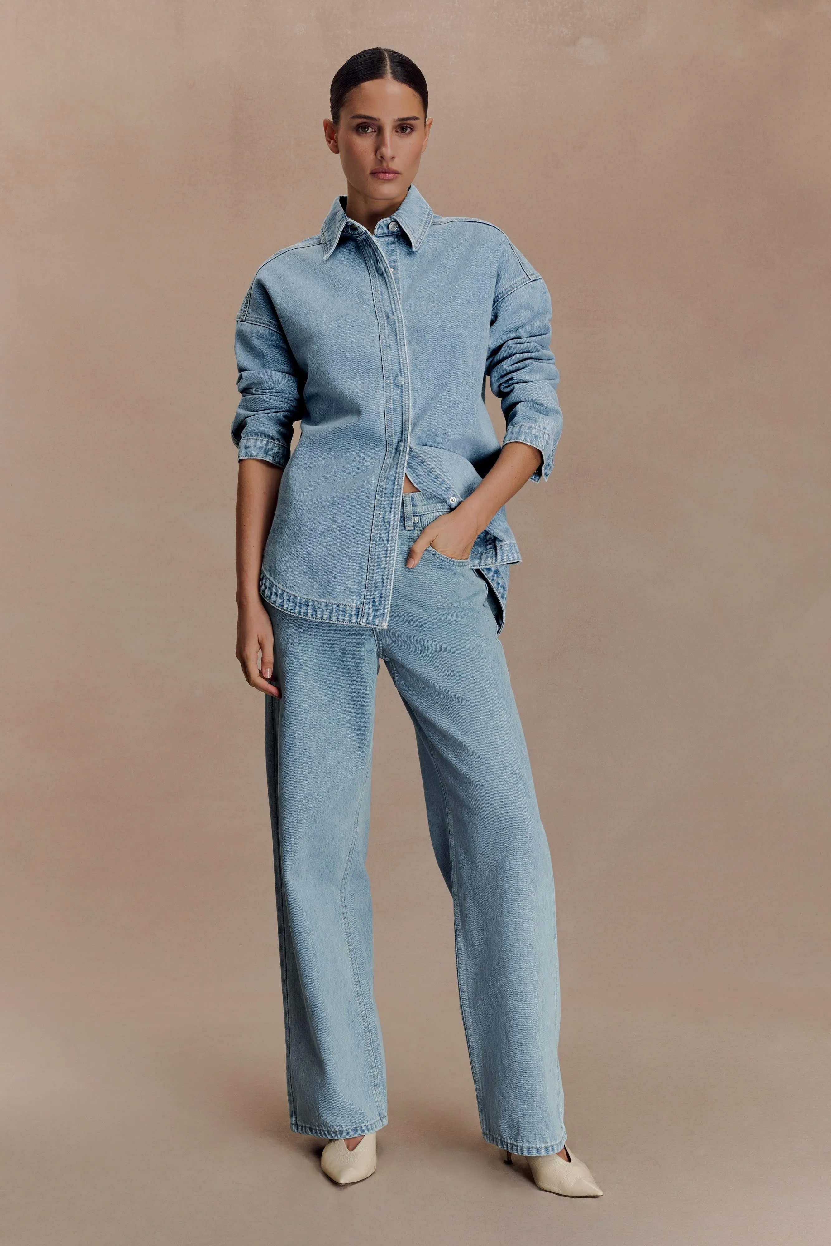 Modular Pocket Layout Lioda Oversized Denim Shirt - 80'S Blue