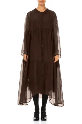 Softshell Coating Long Aged Copper Silk Chiffon Jacket
