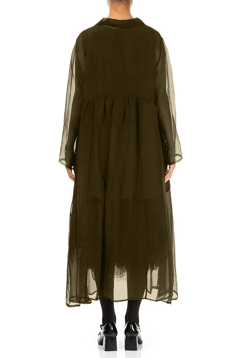 Modular Attachment Points Long Forest Mist Silk Chiffon Jacket