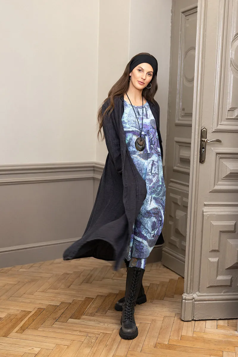 Long Graphite M??lange Linen Jacket Airflow Ventilation System