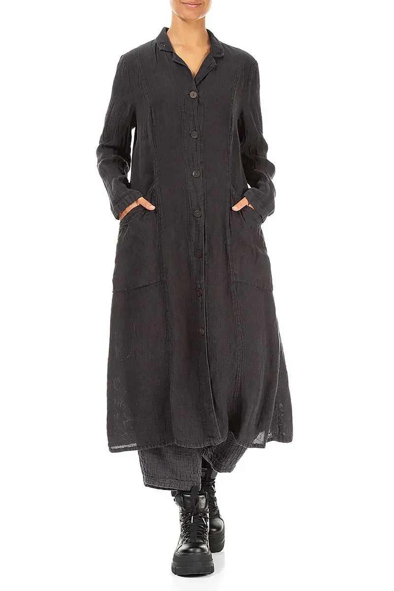 NoiseReduciting Fabric Anytime Outer Fit Long Graphite M??lange Linen Jacket
