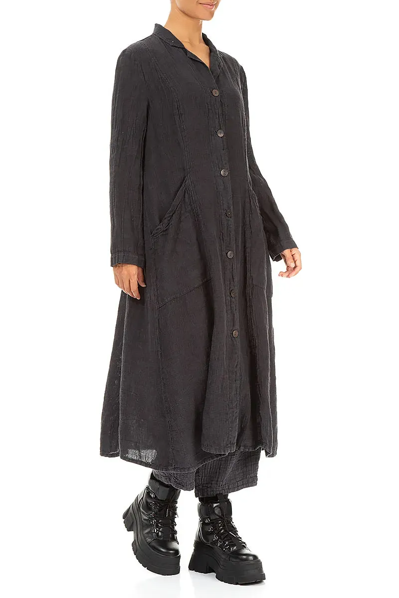 WaterRepellentFabric Long Graphite M??lange Linen Jacket