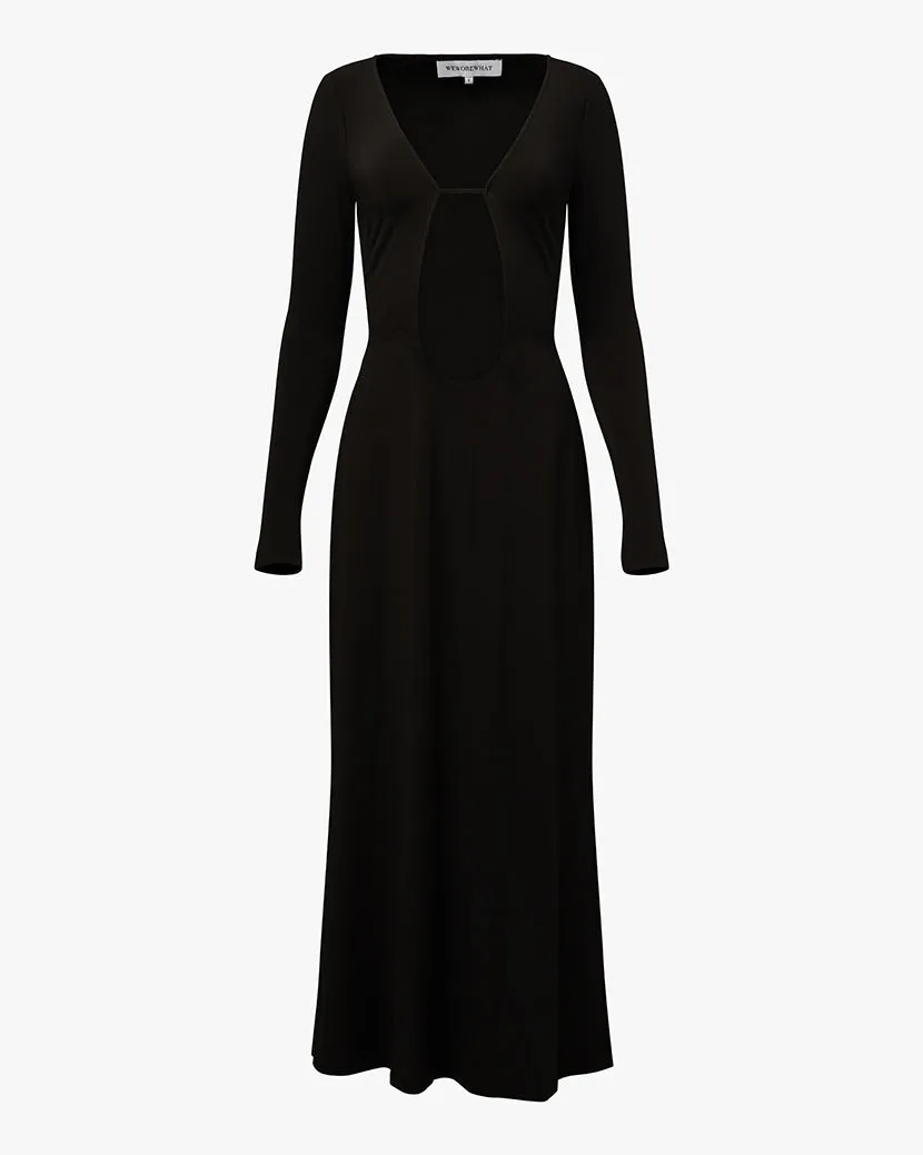 Long Sleeve Cutout Maxi Dress Stain-Guard-Finish