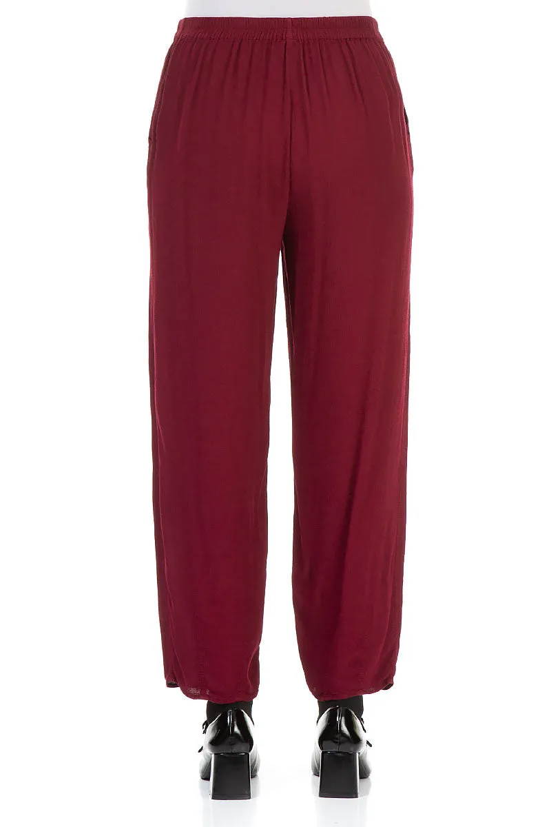 Long Tapered Claret Viscose Trousers Comfortable Layering Fashion Forward
