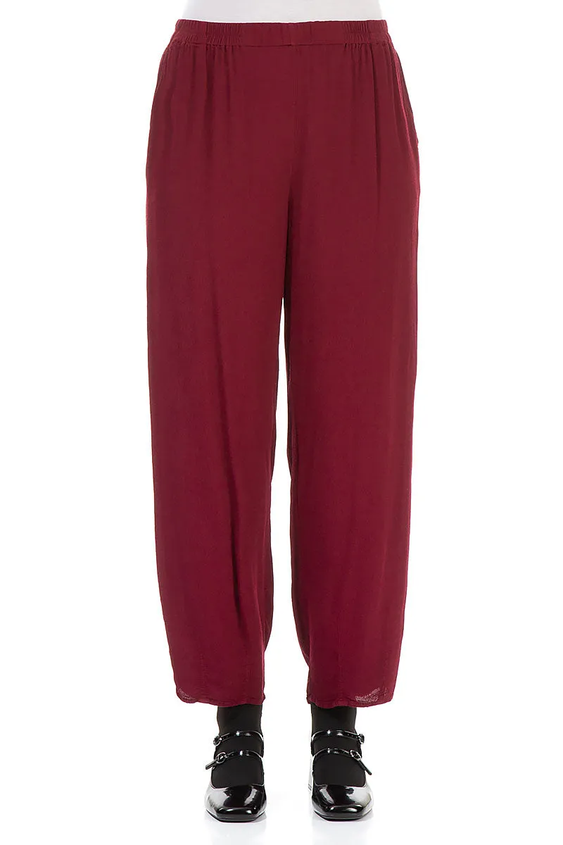 Long Tapered Claret Viscose Trousers Workout Ready NonBindingWaistline