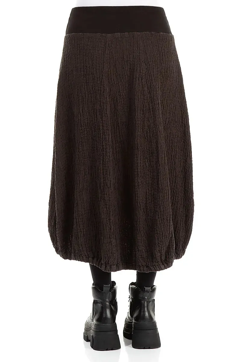 Split hem Neat Mood Longer Back Forest Brown Textured Linen Skirt