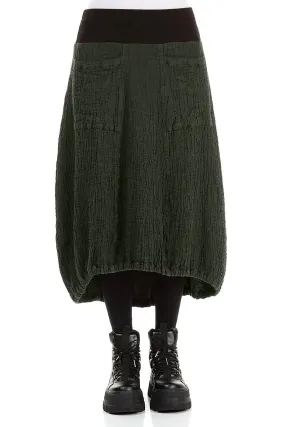 Layered Structure Longer Back Forest Mist Textured Linen Skirt