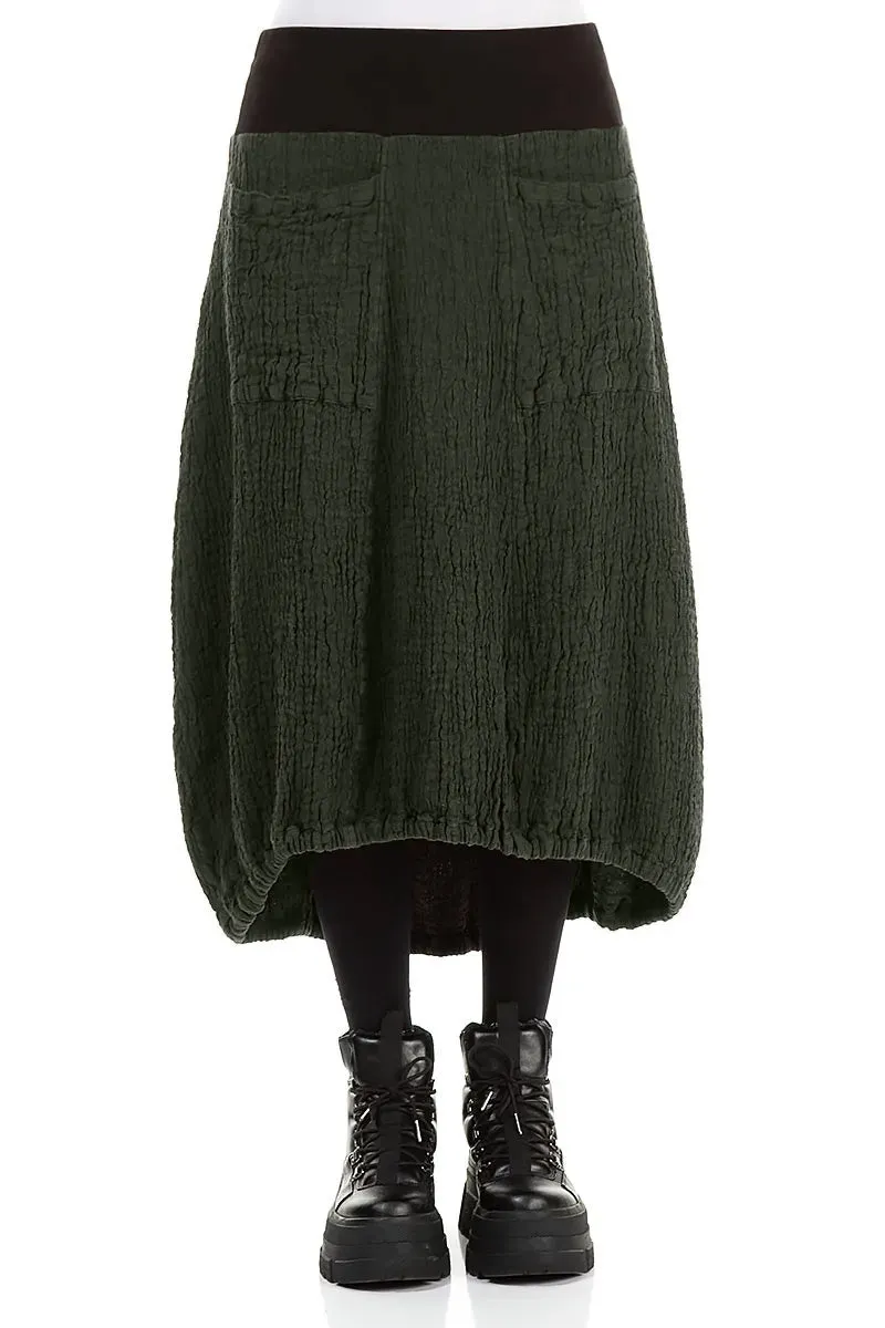 Layered Structure Longer Back Forest Mist Textured Linen Skirt