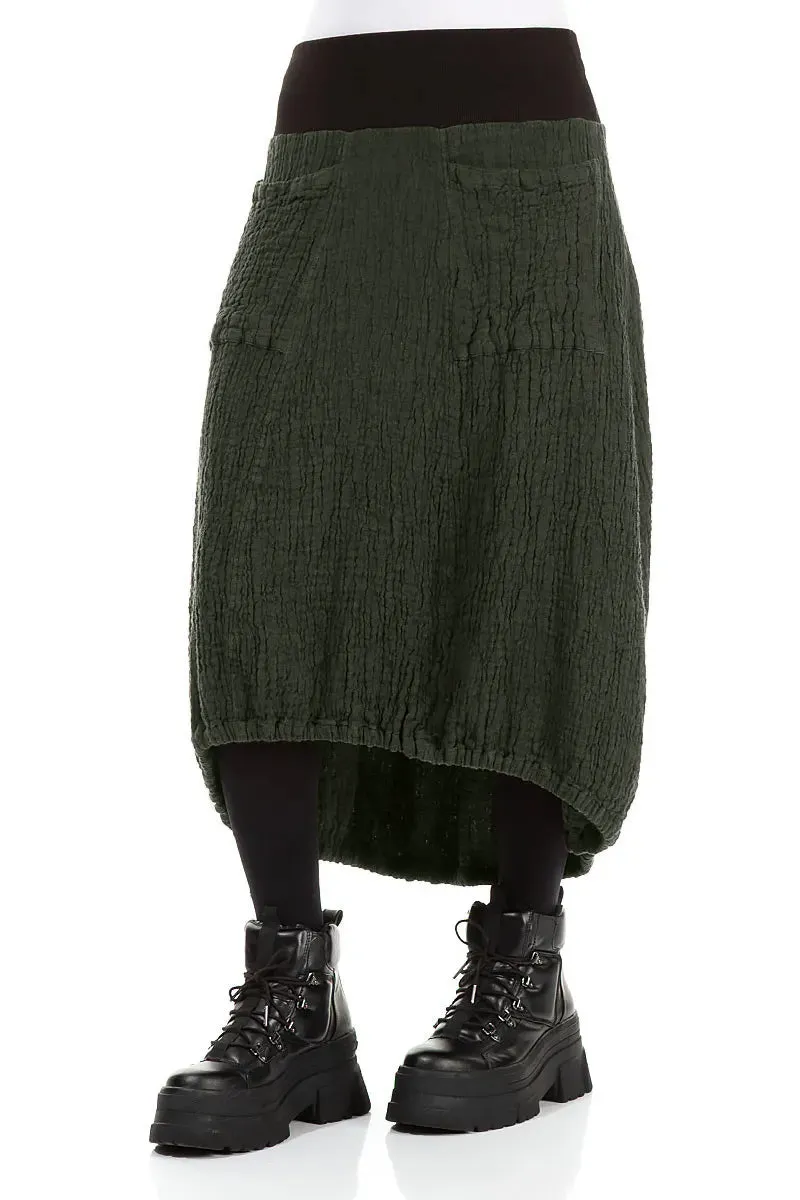 Longer Back Forest Mist Textured Linen Skirt Cozy Movement