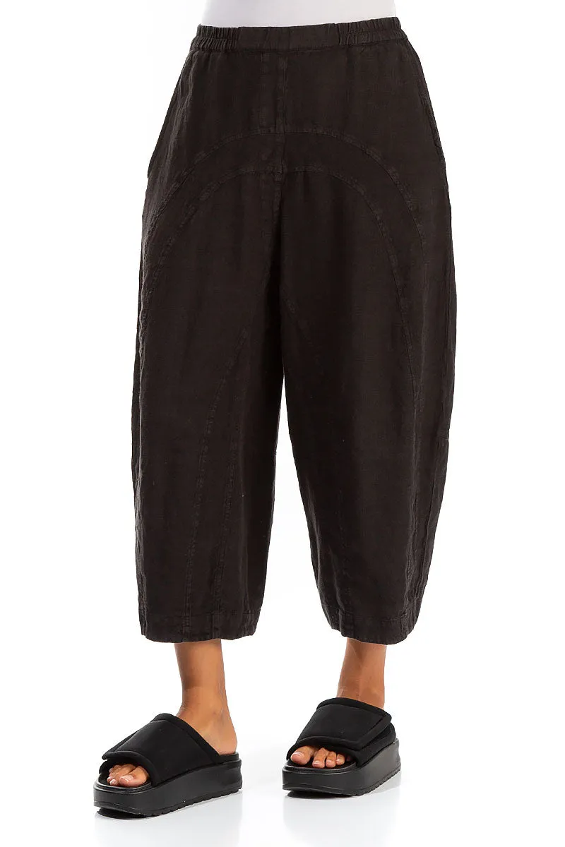 Loose Back Pockets Black Linen Trousers EcoFriendlyDye