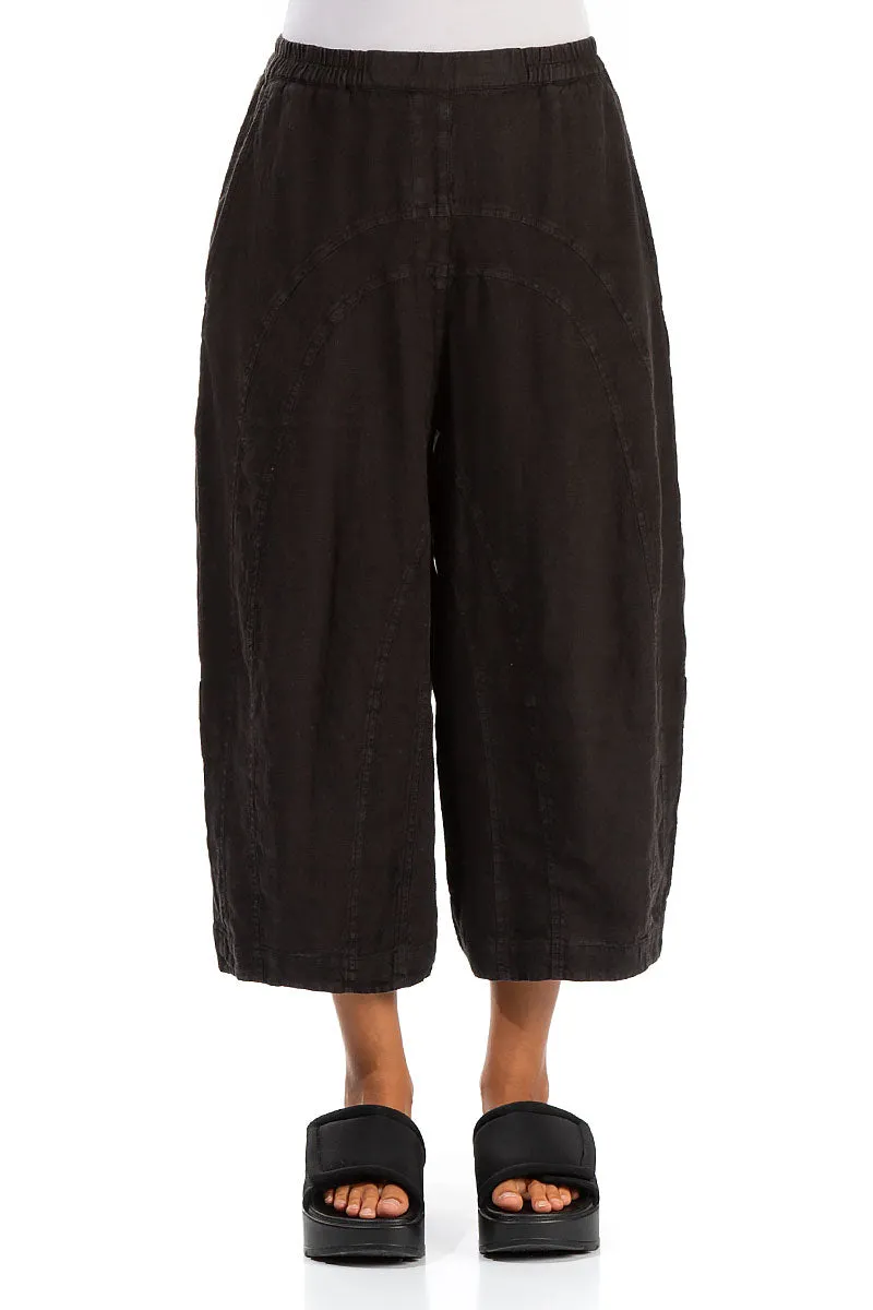 Wool blend Relax Mode Loose Back Pockets Black Linen Trousers