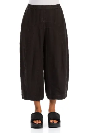 Classic Comfort Daily Comfort Fit Loose Back Pockets Black Linen Trousers