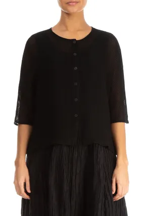 Low Profile Logoing Roll Up Hood Loose Black Mesh Silk Jacket