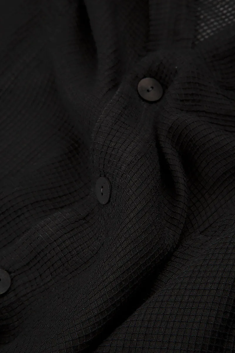 Loose Black Mesh Silk Jacket Noise Free Fabric