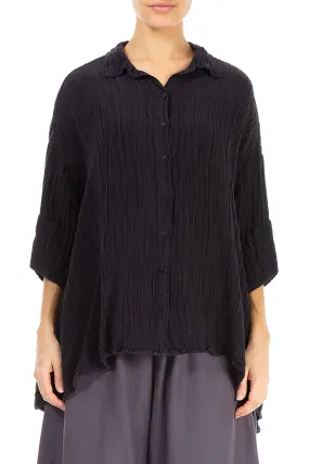 Anti Pill Treatment fade resistant color Loose Crinkled Dark Aubergine Silk Shirt