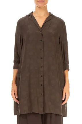 Loose Forest Brown Bubbles Silk Bamboo Shirt stain resistant coating Edgy Design