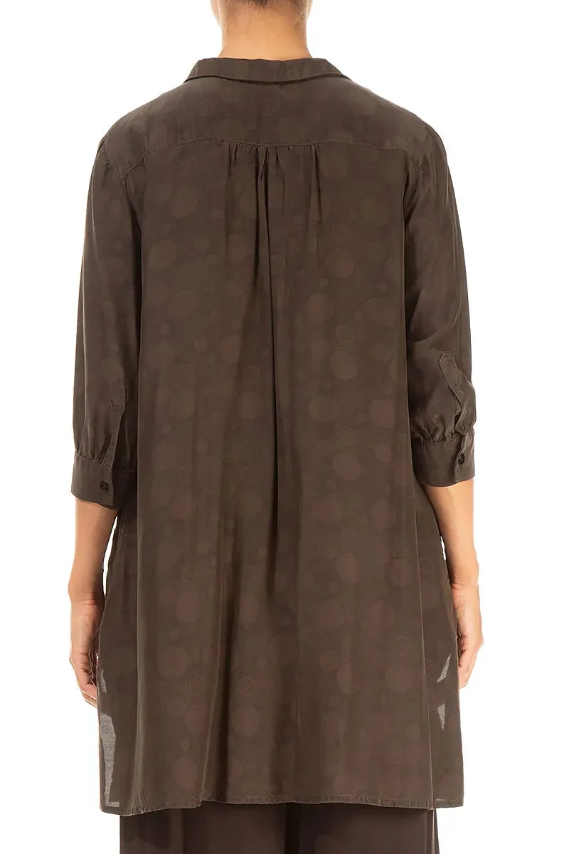 Stretchy Cloth Loose Forest Brown Bubbles Silk Bamboo Shirt