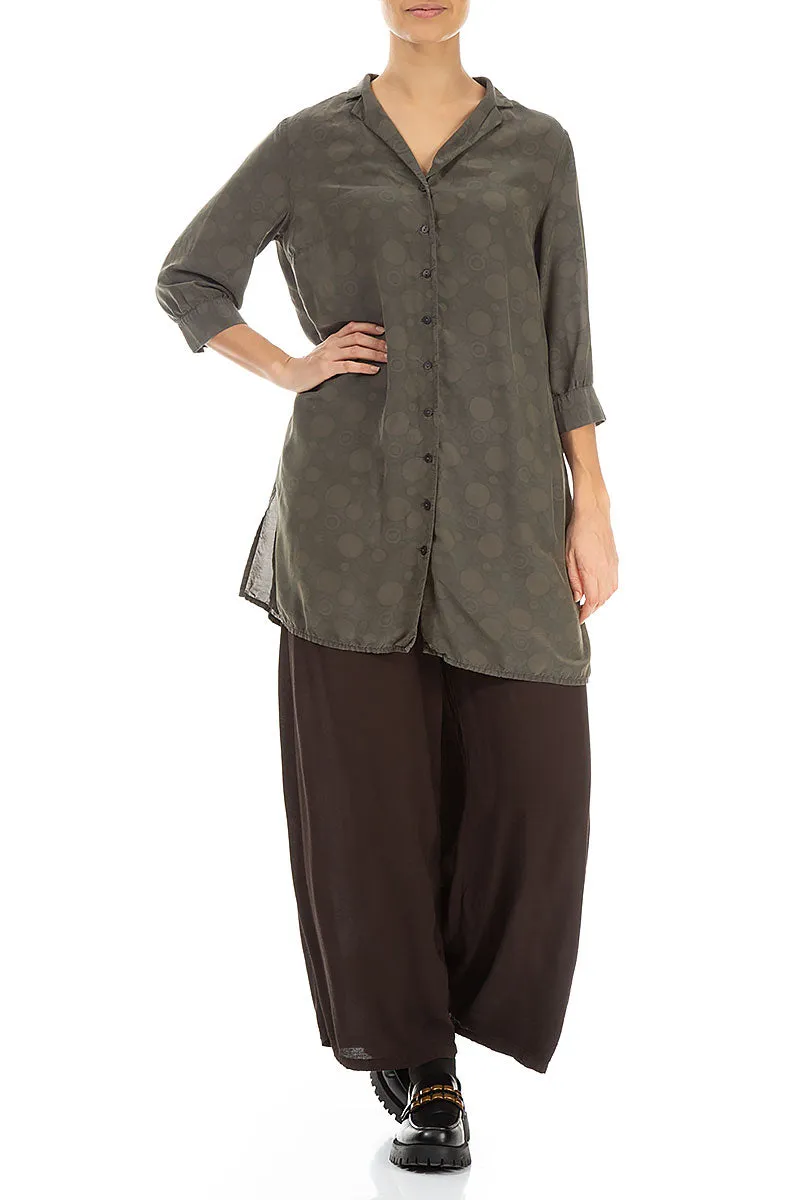 Loose Forest Mist Bubbles Silk Bamboo Shirt Polka Dot