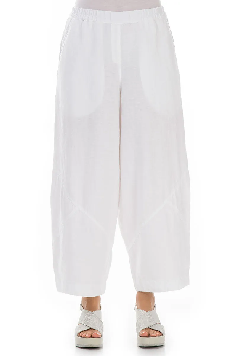 Loose Wider White Linen Trousers Classic Cut