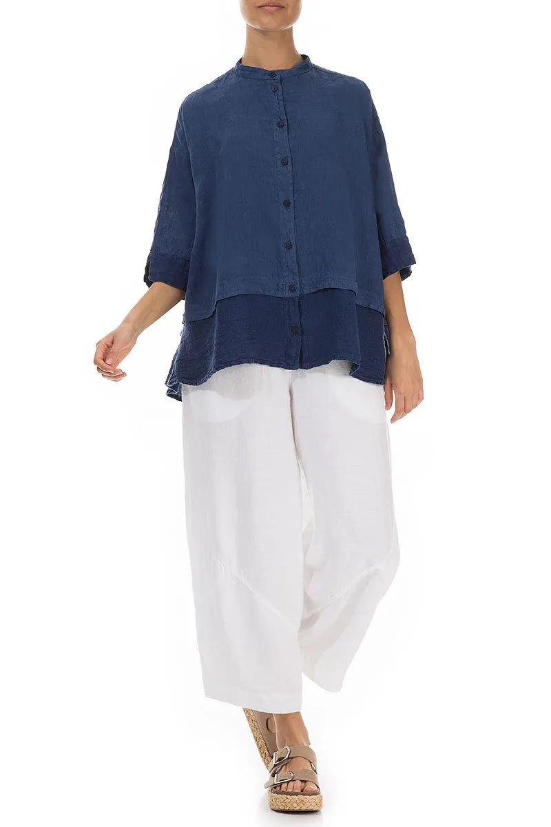Loose Wider White Linen Trousers clean design
