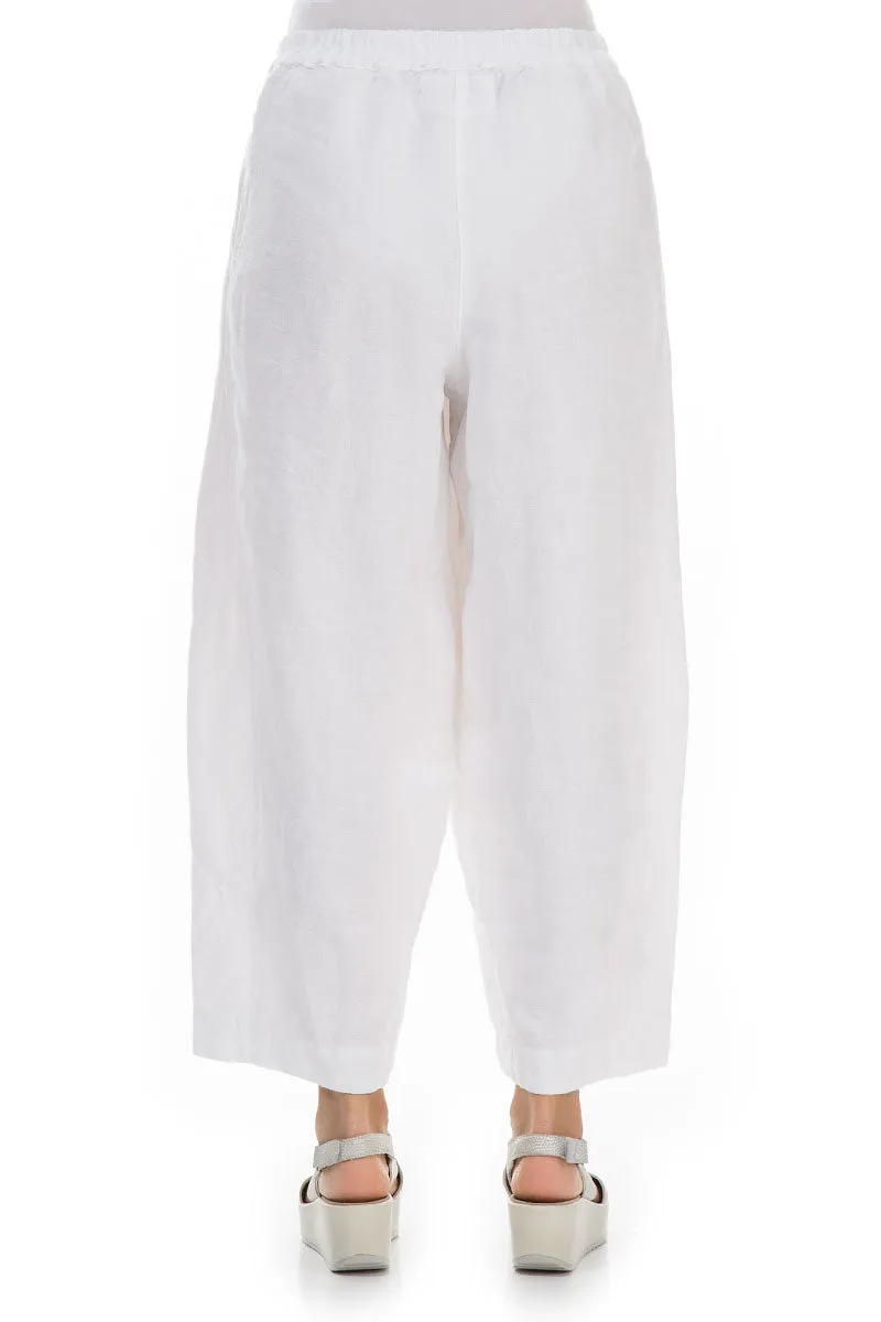Loose Wider White Linen Trousers HiddenDrawcord