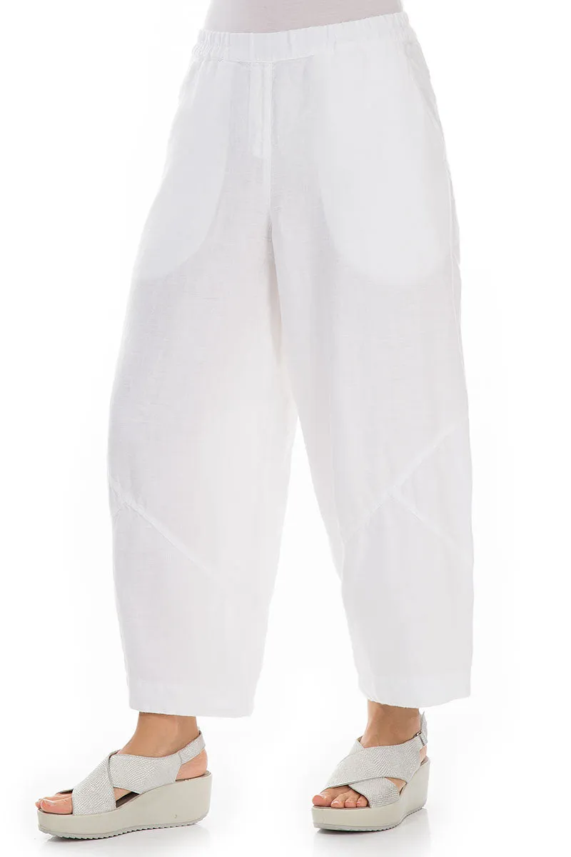 Lightweight Natural Movement Loose Wider White Linen Trousers