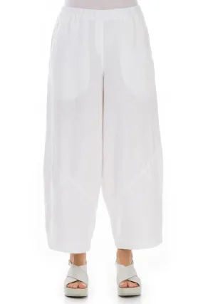 Loose Wider White Linen Trousers Classic Cut
